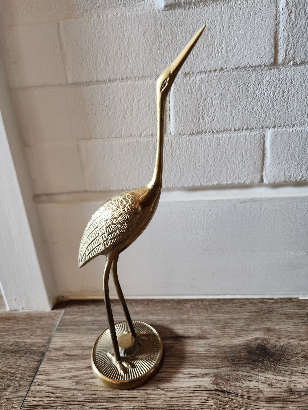 MCM Brass Crane Sculpture Bird - Picture 2 of 3